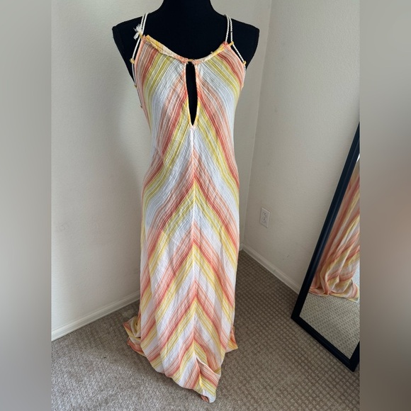 Free People Atlantis Chevron Maxi Dress pink and orange size XS - Picture 1 of 7